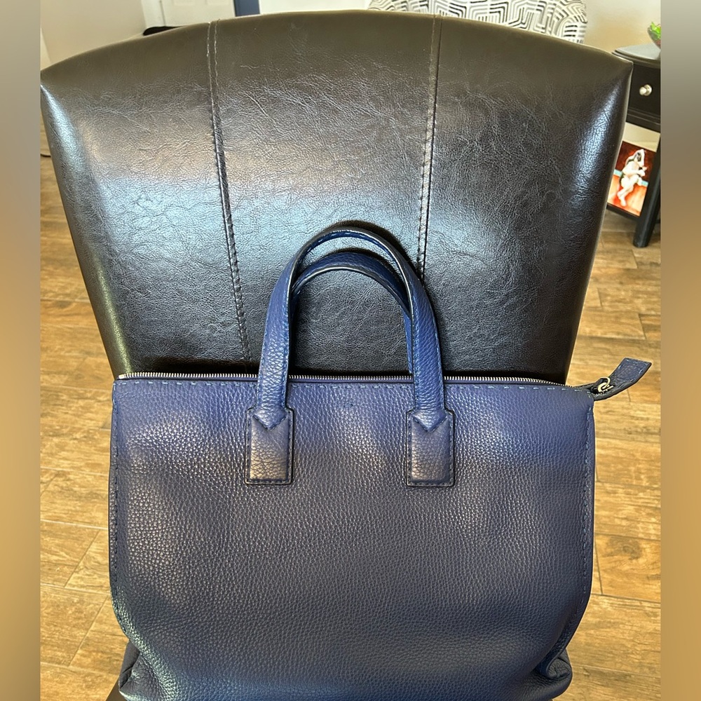 Fendi blue leather briefcase